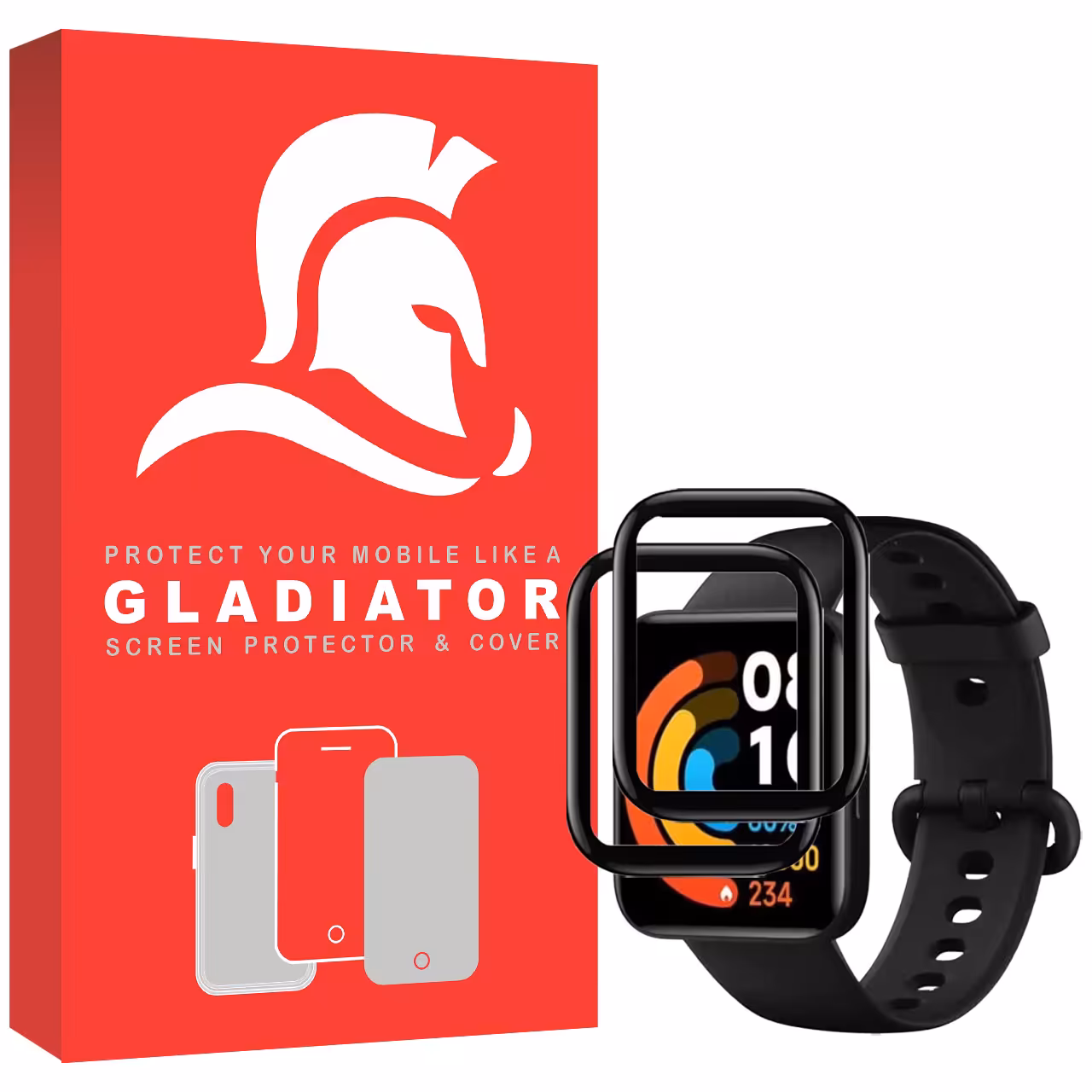 محافظ صفحه نمایش گلادیاتور مدل GWP2000 مناسب برای ساعت هوشمند شیایومی Redmi Watch 2 بسته دو عددی