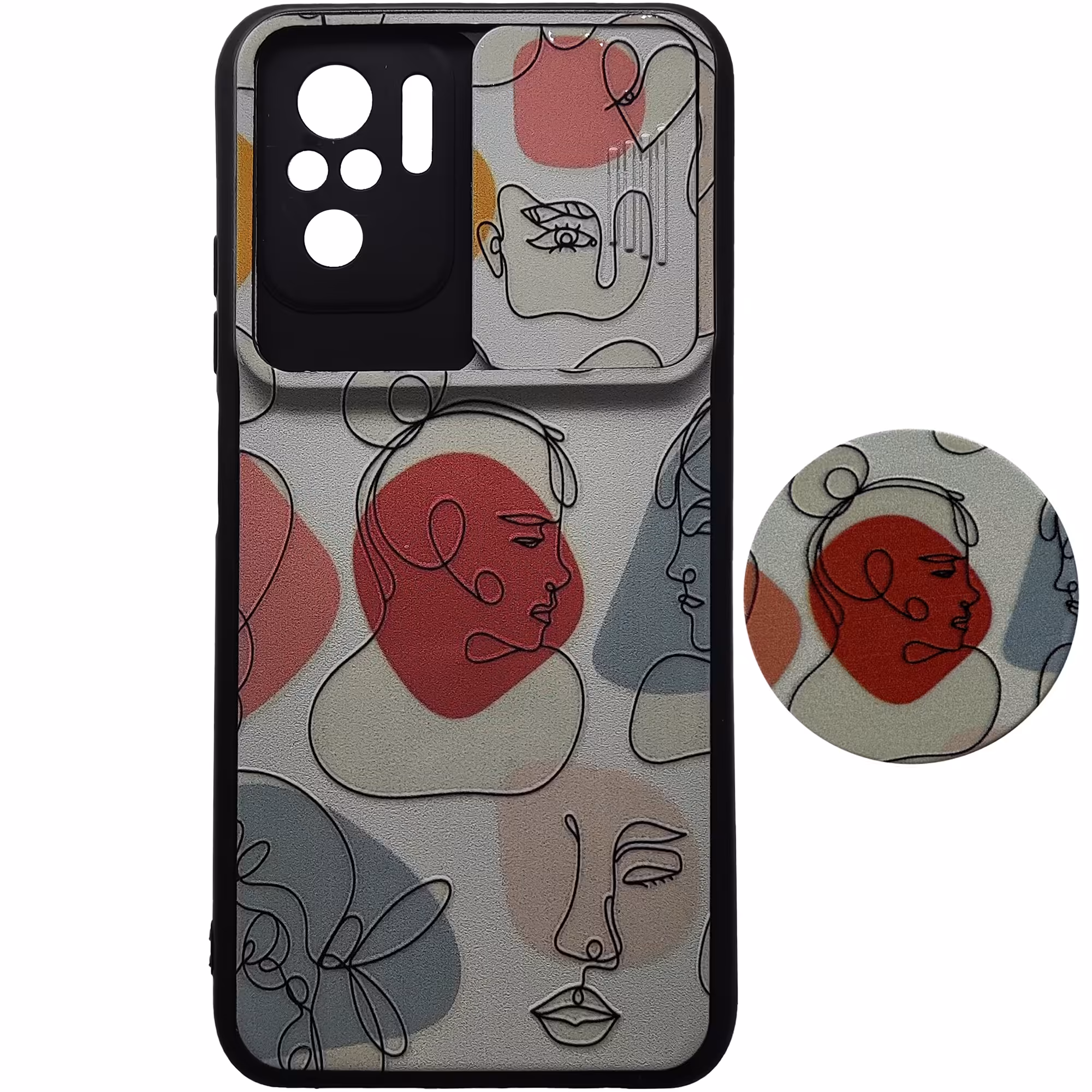 کاور طرح فیس لاین مناسب برای گوشی موبایل شیائومی Redmi Note 10 4G / Note 10s به همراه پایه نگهدارنده