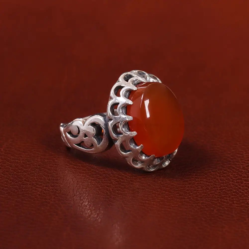 انگشتر عقیق یمن مردانه کد 23861 - جواهری مشاهیر