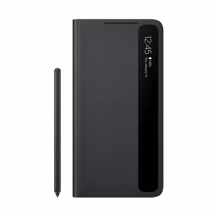 کیف هوشمند مدل Clear View Cover به همراه قلم مناسب برای گوشی موبایل Samsung Galaxy S21 Ultra