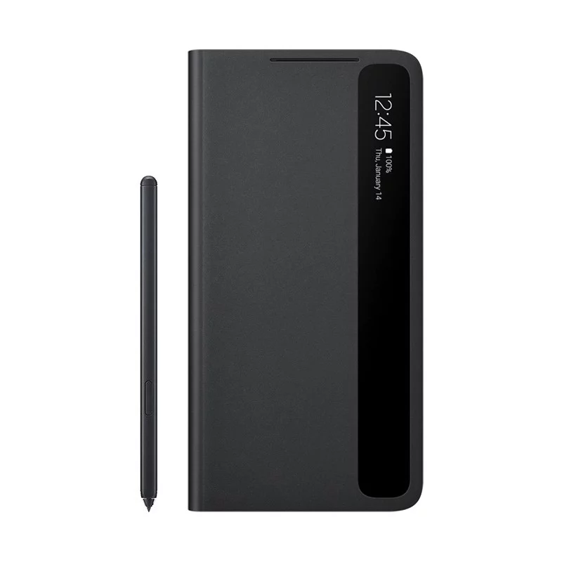 کیف هوشمند مدل Clear View Cover به همراه قلم مناسب برای گوشی موبایل Samsung Galaxy S21 Ultra