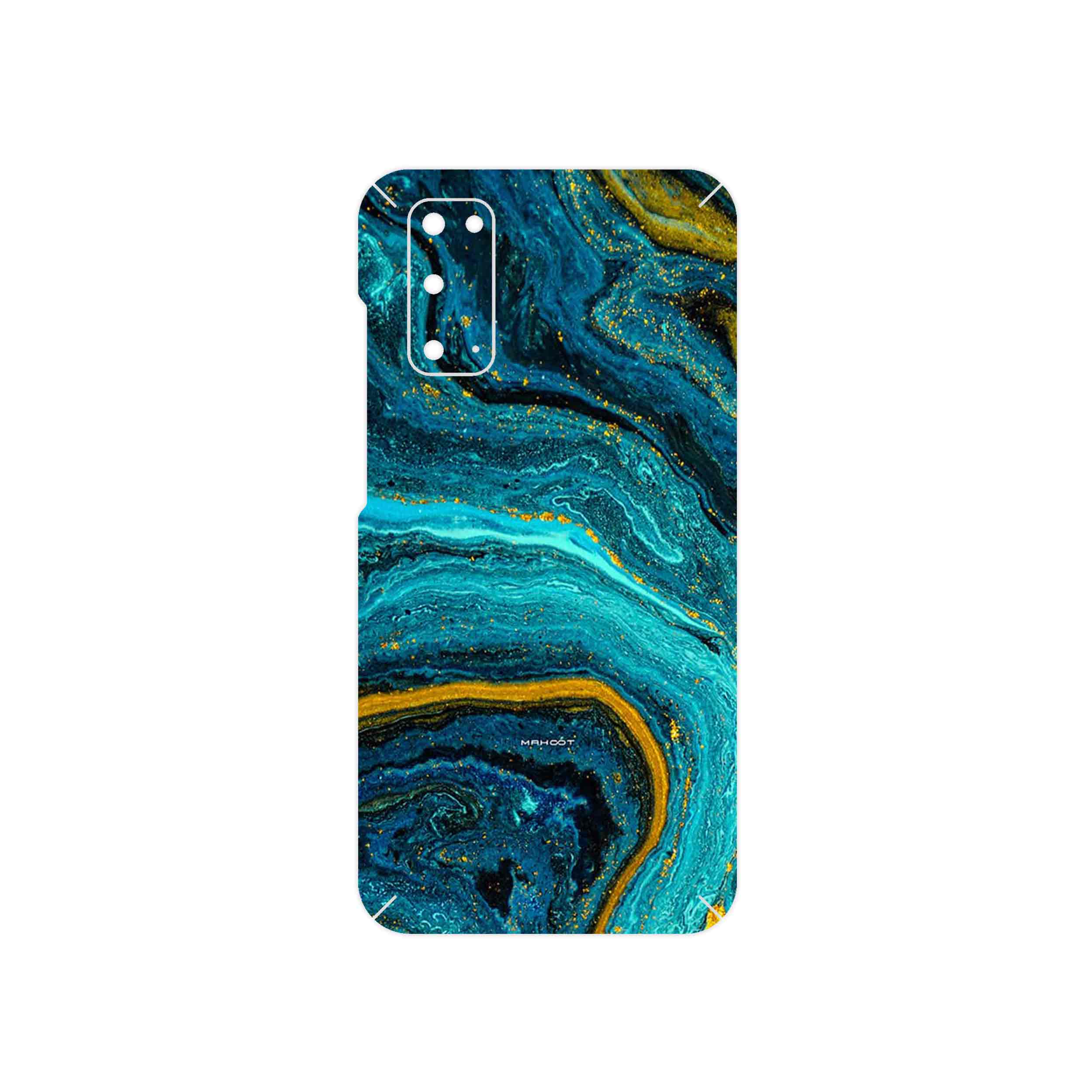 برچسب پوششی ماهوت مدل Turquoise marblewith golden streaks مناسب برای گوشی موبایل سامسونگ Galaxy S20