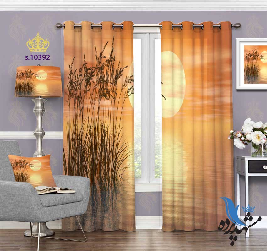 پرده پانچ طبیعت طرح غروب خورشید S10392