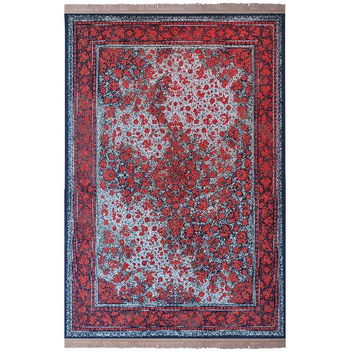 فرش ماشینی زمرد مشهد طرح وینتیج مدل افشان زمینه سورمه ای