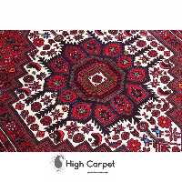 فرش دستبافت عشایری زنجان قلتق 3 متری زمینه کرم قرمز نقشه ماهی  کد 0624