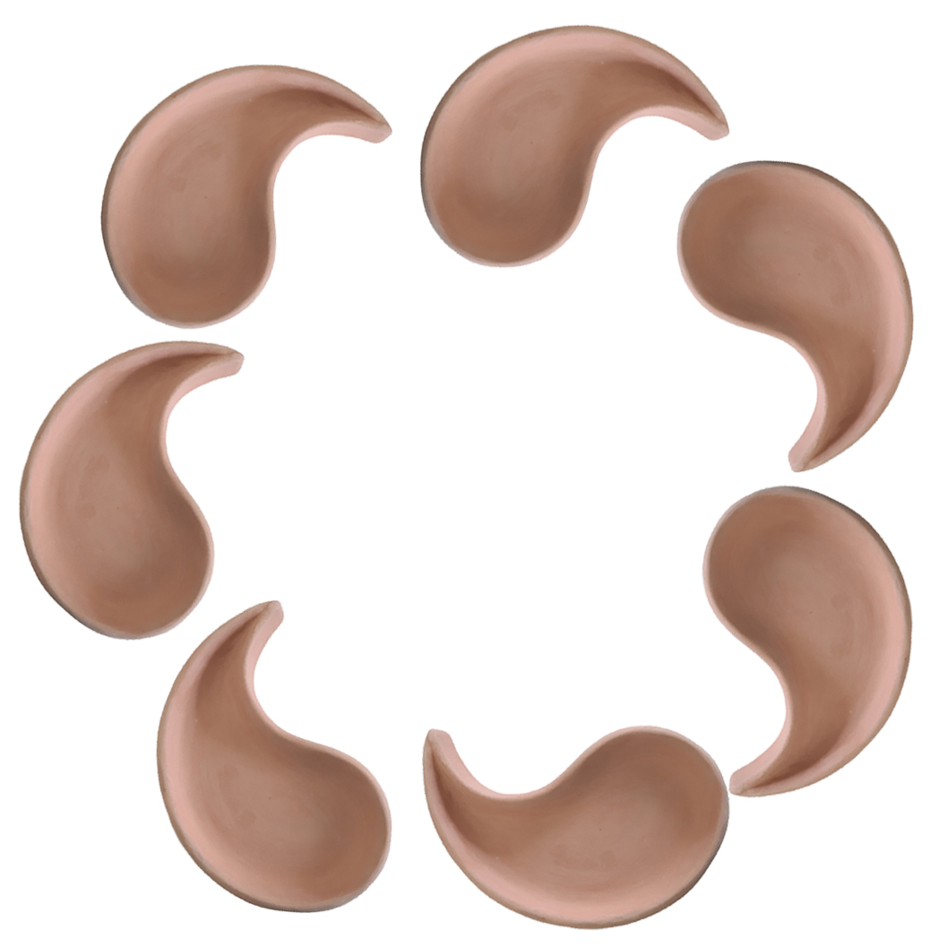 ظروف هفت سین سفالی خام مدل ترمه کد 44 بسته 7 عددی