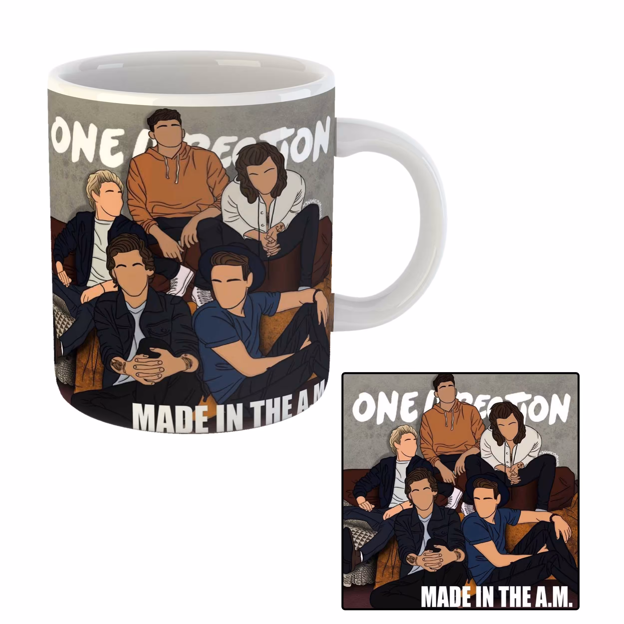 ماگ مدل گروه موسیقی وان دایرکشن کد MU-551 به همراه زیر لیوانی 