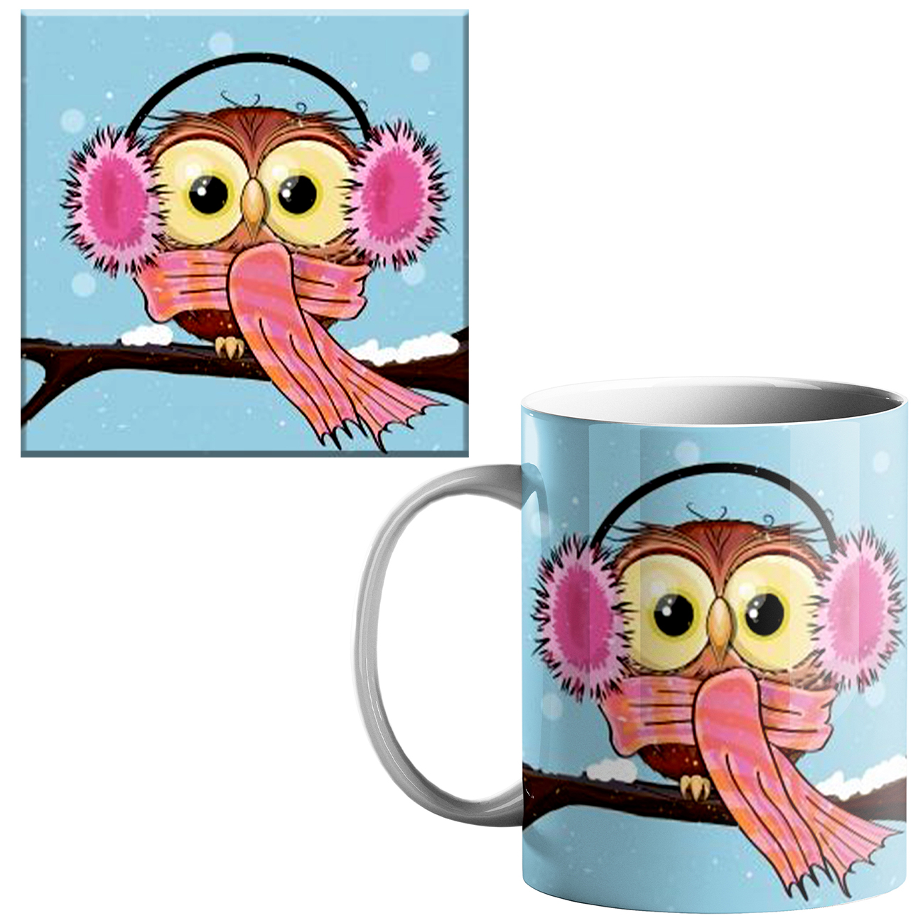 ماگ طرح جغد کد 90 به همراه زیر لیوانی