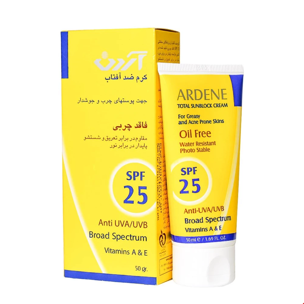 کرم ضد آفتاب SPF25 مناسب پوست های چرب و جوشدار آردن 50 گرمی
