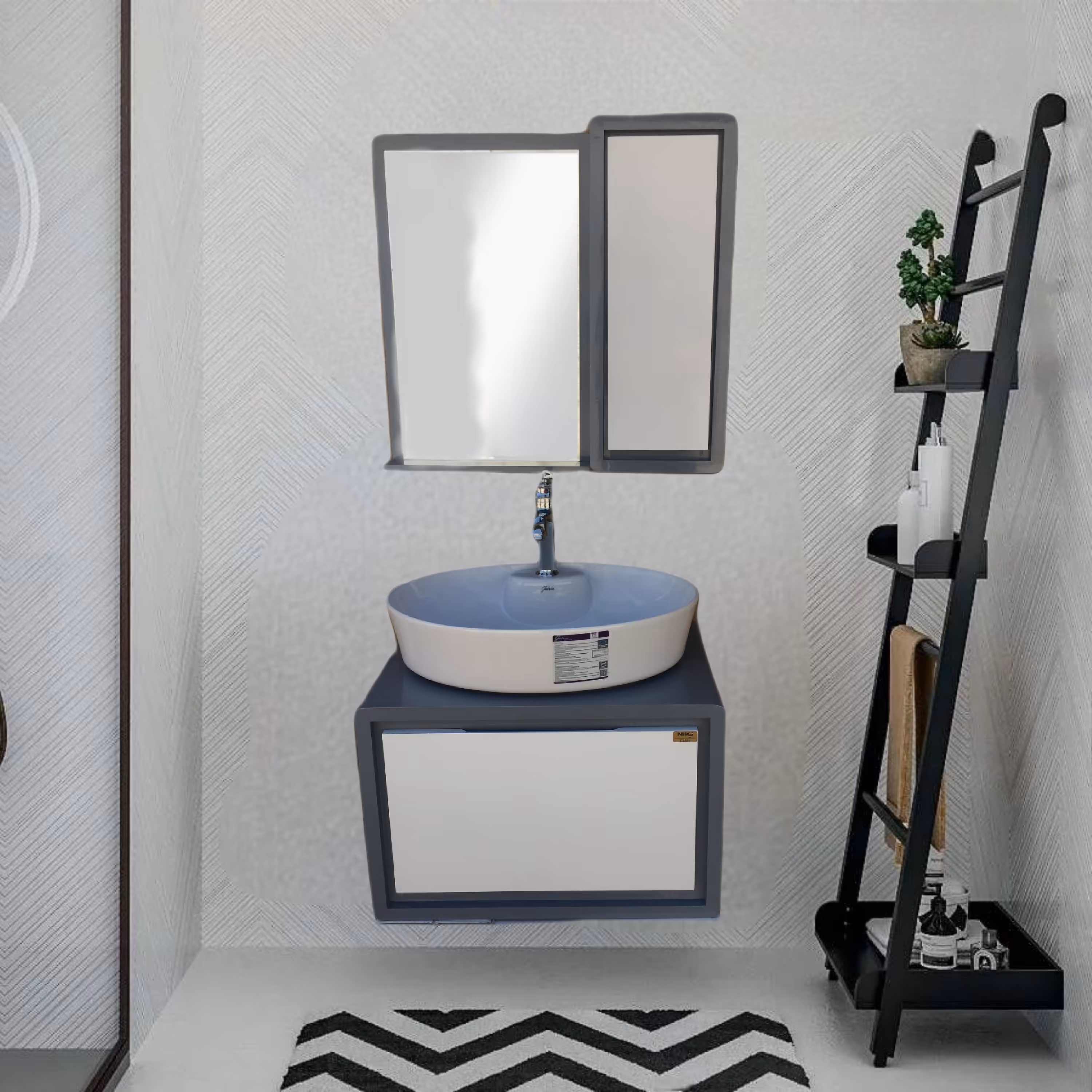 فول ست دیواری  مدل T4020 روشویی کابینتی سنگ آینه باکس 