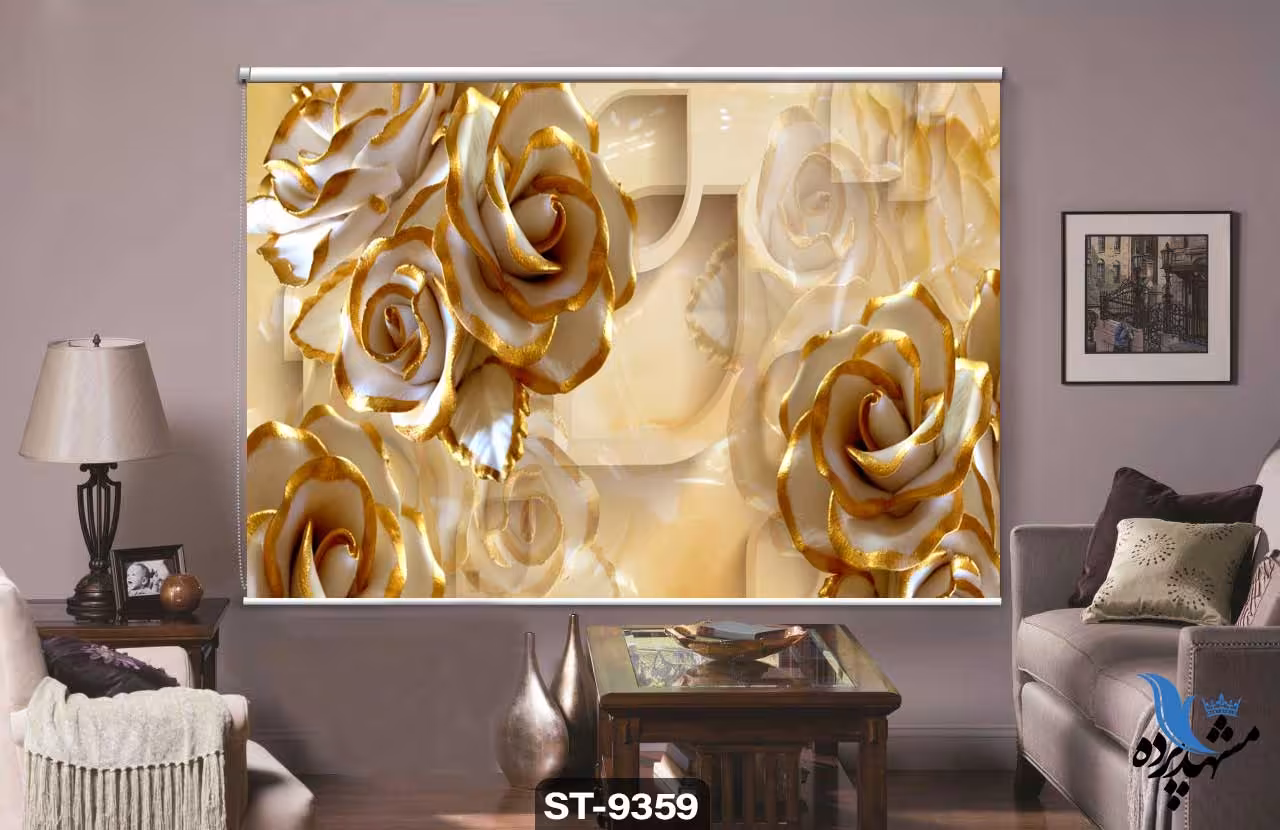 پرده شیدرول تصویری طرح فانتزی گل رز کد ST9359