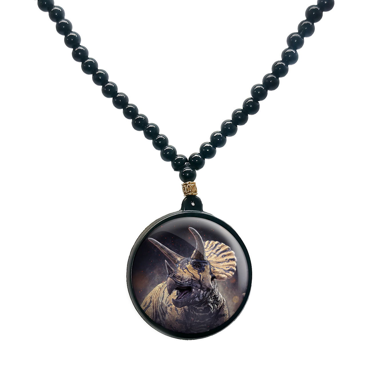 گردنبند پرمانه طرح دایناسور ها کد pmd.23372 مدل دو طرفه