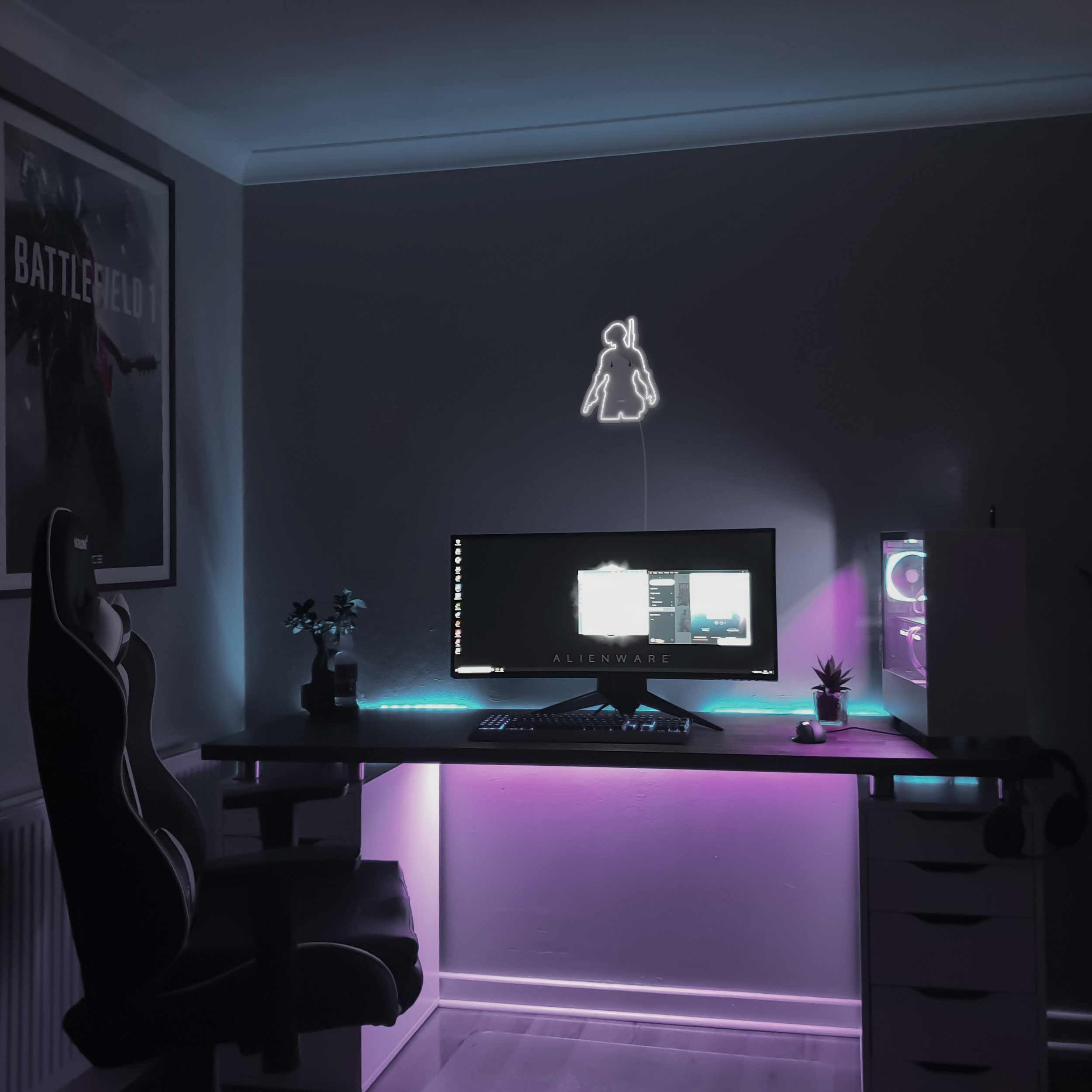 چراغ دیواری نئون دیزاین طرح Pubg_WHT