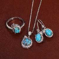 نیم ست فیروزه زنانه کد 27923 - جواهری مشاهیر