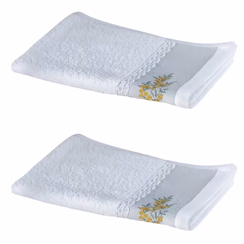 حوله دستی مادام کوکو مدل Pansy سایز 45*30 سانتی متر مجموعه دو عددی | کالا مکس