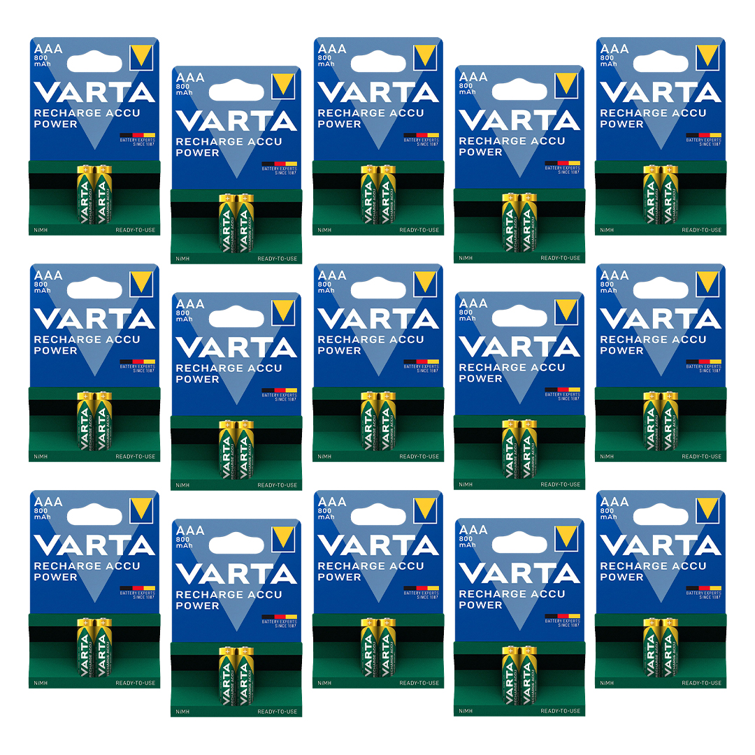  باتری نیم قلمی قابل شارژ وارتا مدل accus 800 مجموعه 30 عددی