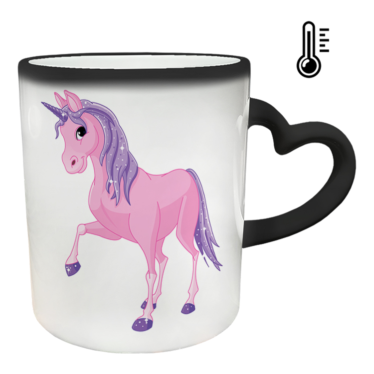 ماگ حرارتی مدل دسته قلبی طرح یونیکورن کد 66