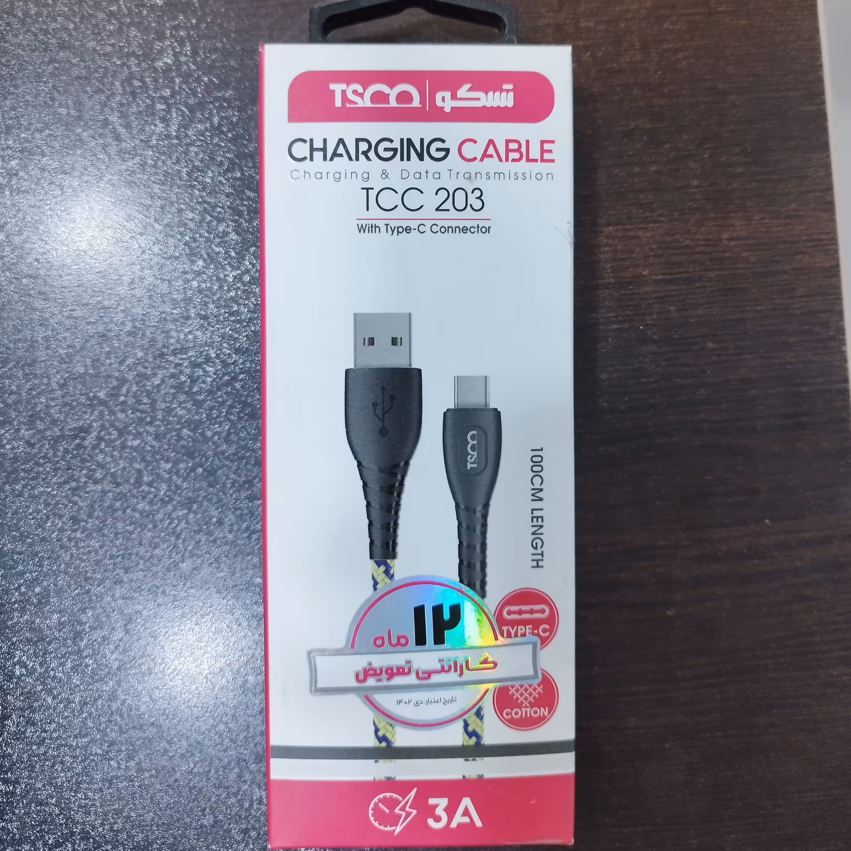 کابل شارژ Type-C فست شارژ تسکو مدل TCC202 طول 100 سانتی متر

