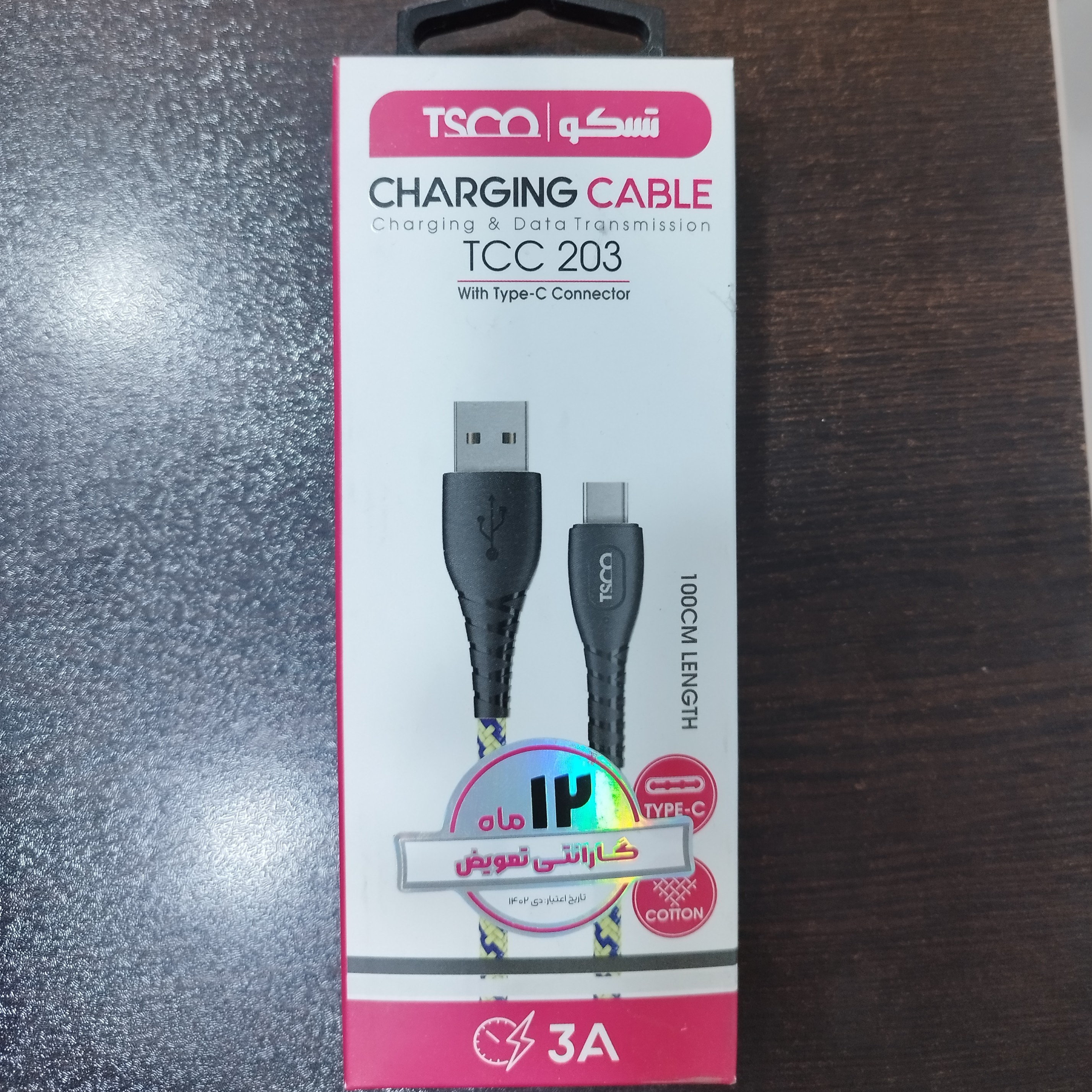 کابل شارژ Type-C فست شارژ تسکو مدل TCC202 طول 100 سانتی متر