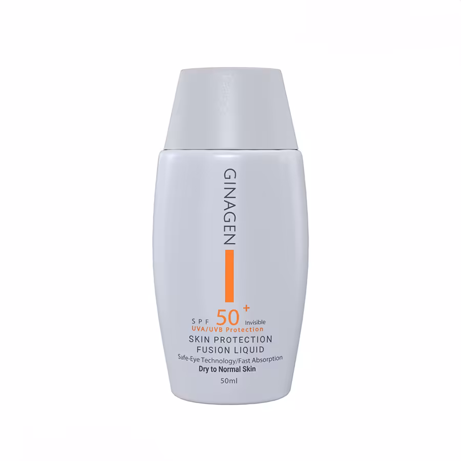 ضد آفتاب بی رنگ پوست خشک و نرمال ژیناژن {مدل فیوژن لیکویید} | 50ml