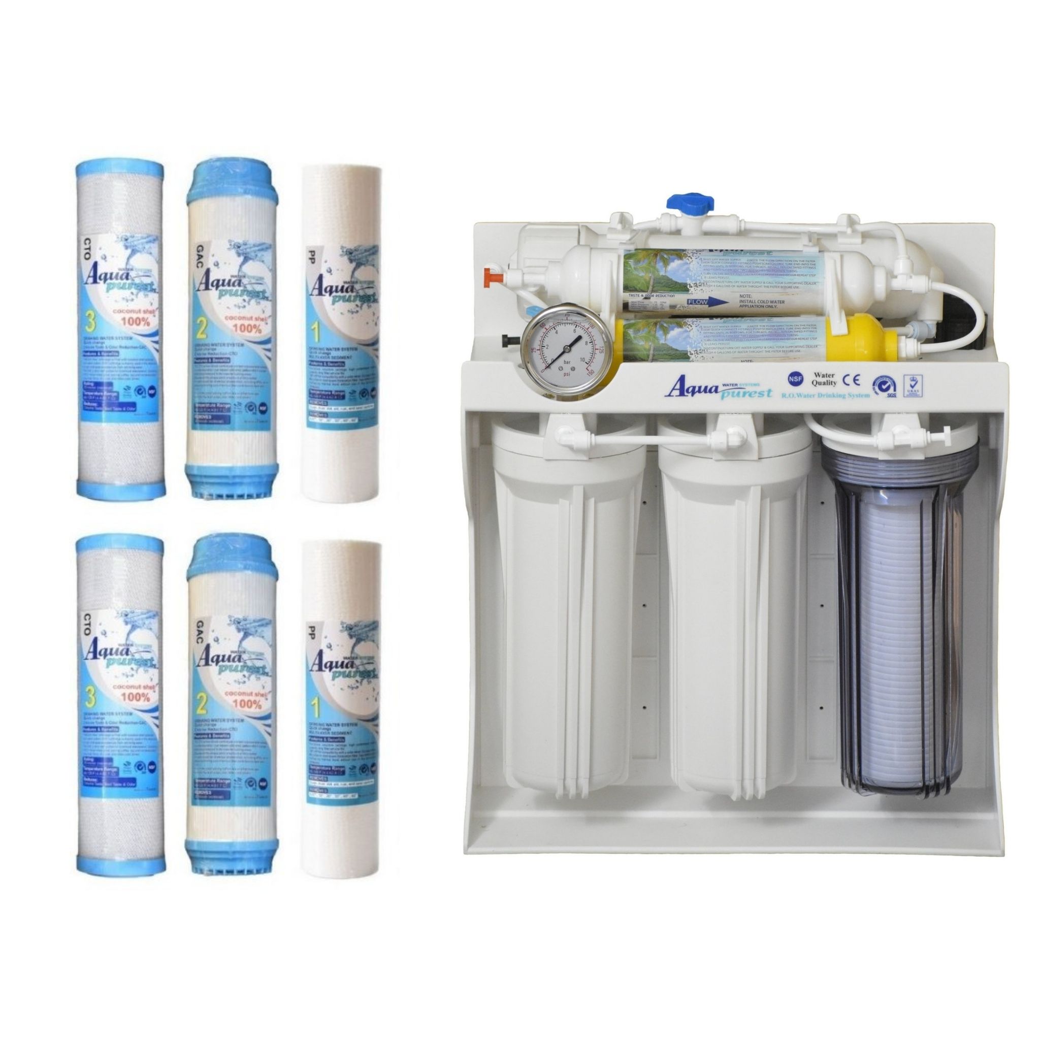 دستگاه تصفیه کننده آب آکوا پیورست مدل RO- F 706 به همراه فیلتر تصفیه آب مجموعه 6 عددی