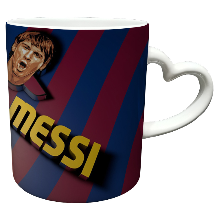 ماگ مدل دسته قلبی طرح مسی کد 63