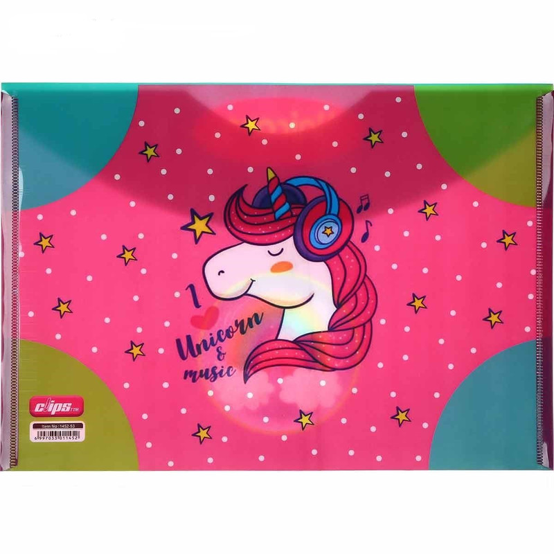 پوشه دکمه دار کلیپس مدل فانتزی طرح یونیکورن کد 6