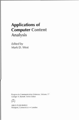 خرید و دانلود نسخه کامل کتاب Applications of Computer Content Analysis (Progress in Communication Sciences, V. 17)