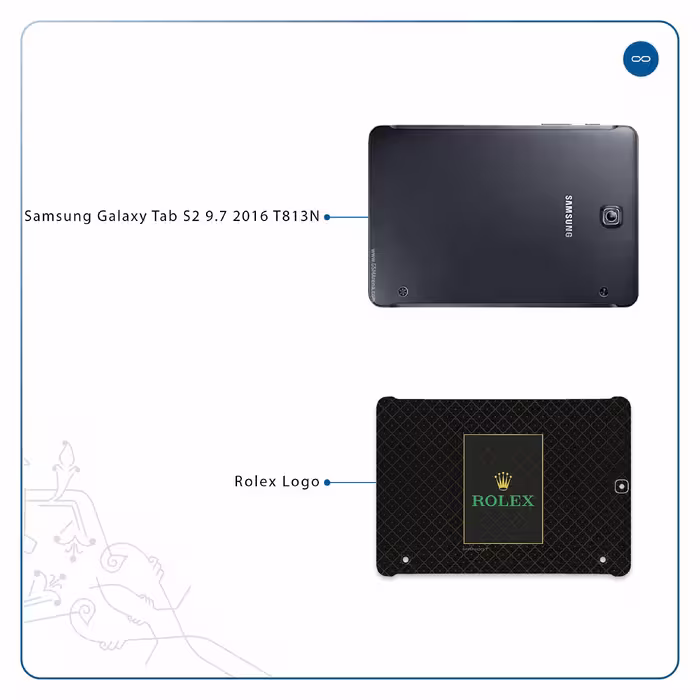 برچسب پوششی ماهوت مدل Rolex-Logo مناسب برای تبلت سامسونگ Galaxy Tab S2 9.7 2016 T813N