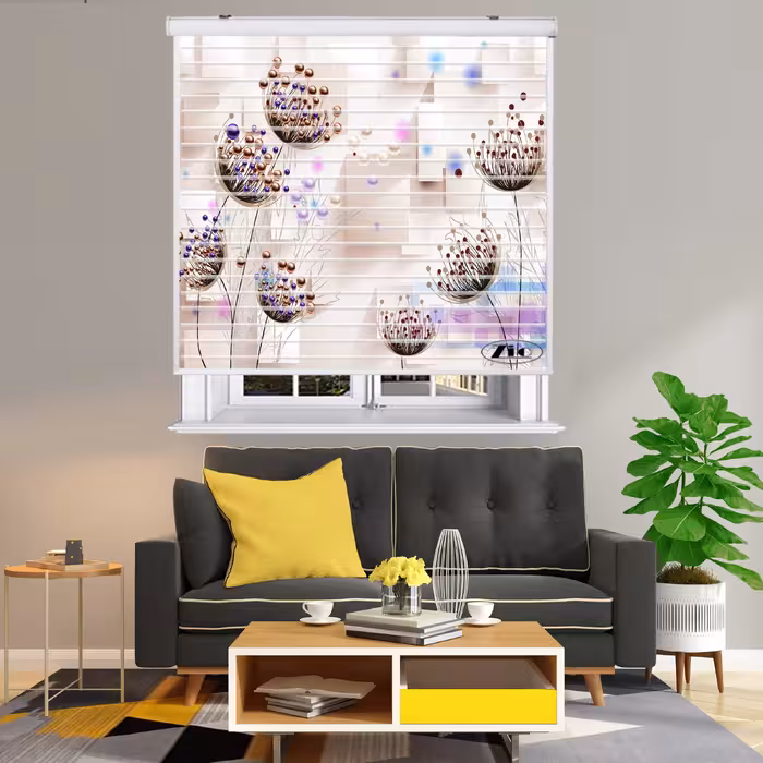 پرده زبرا زیو مدل سیلوئت 3D1292 سایز 150x150 سانتی متر