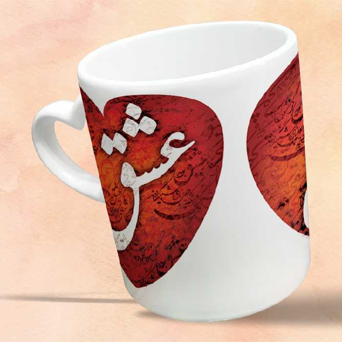 ماگ مدل دسته قلبی طرح عاشقانه کد 179