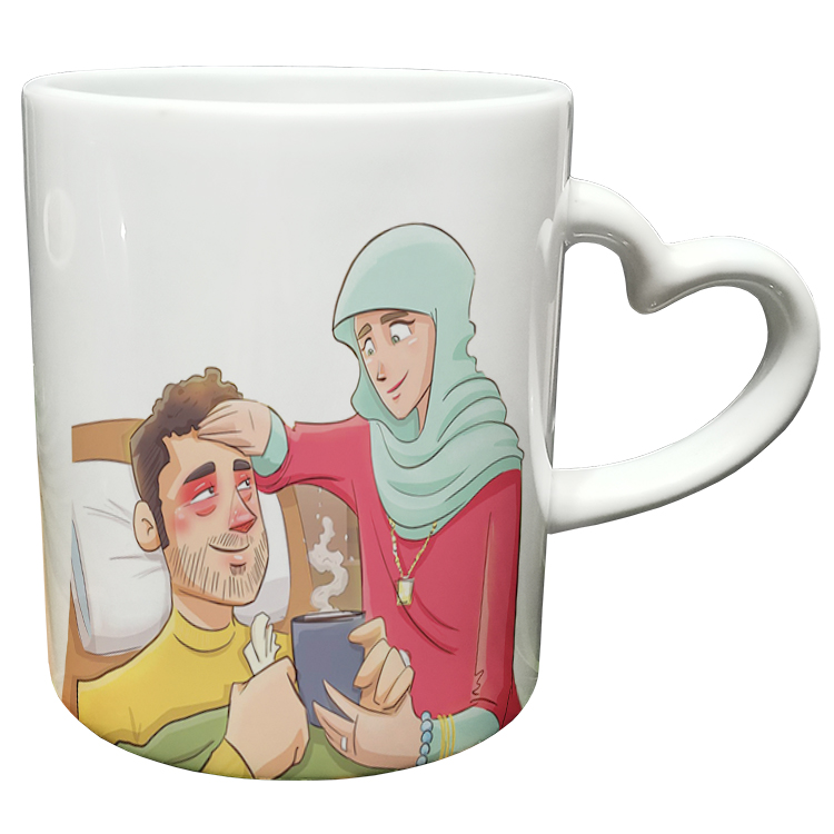 ماگ مدل دسته قلبی طرح عاشقانه کد 315