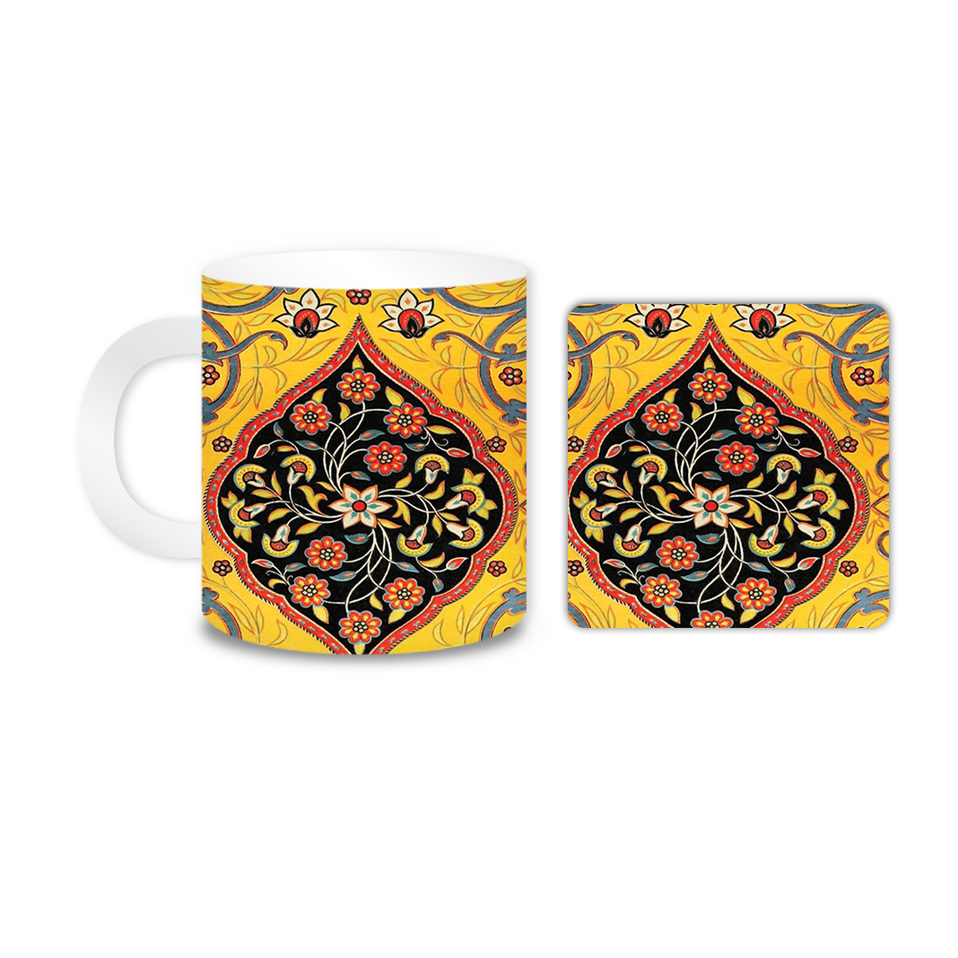 ماگ مدل گل کد 1276 به همراه زیر لیوانی