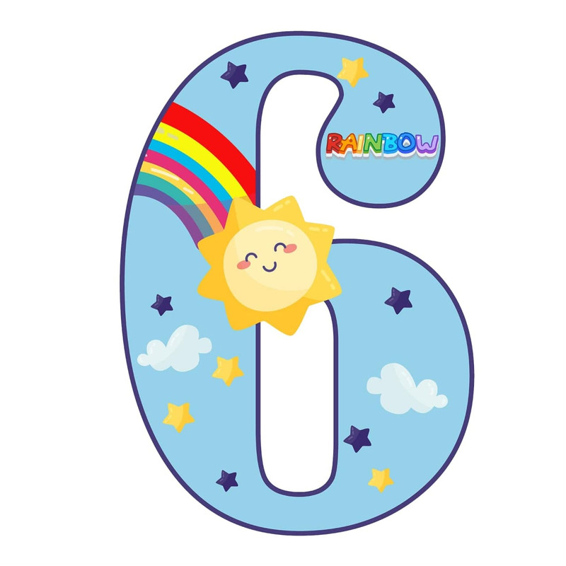 استند رومیزی تولد مدل عدد 6 طرح رنگین کمان