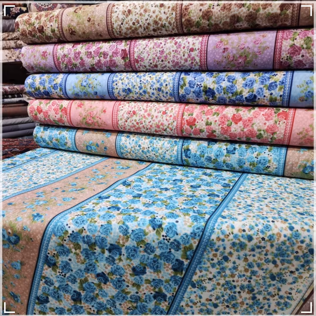 پارچه ملحفه متری طرح گل راه راه 2متر