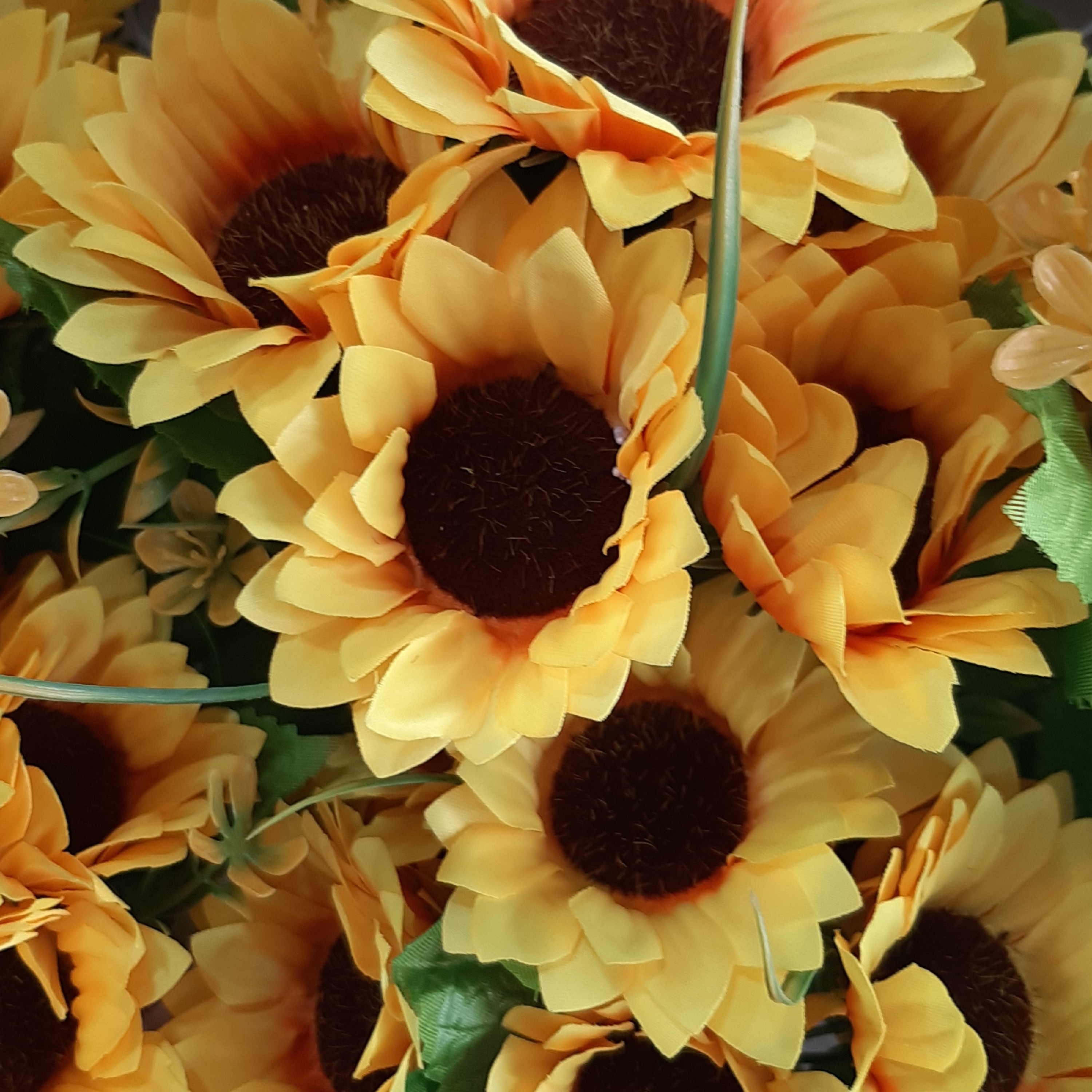 گل افتابگردان مصنوعی،بوته هفت شاخه،ارتفاع 25سانت،پرگل