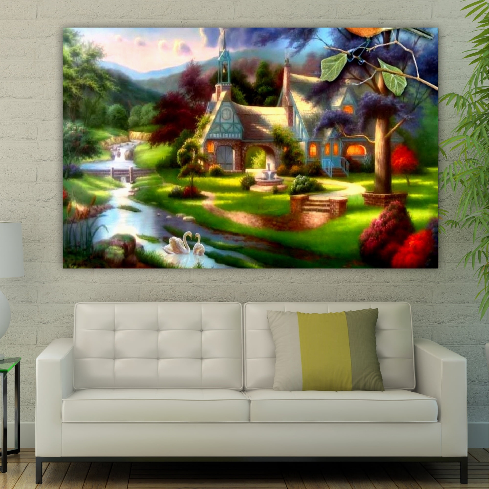 تابلو بوم طرح طبیعت آبرنگ مدل SDB1230