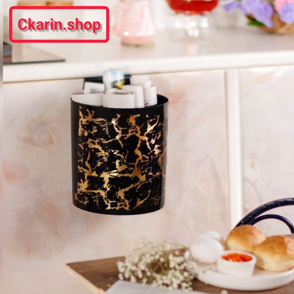 سطل کابینتی ماربل رنگ بندی  مشکی 