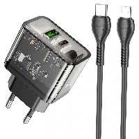 شارژر دیواری 20W دو پورت به همراه کابل 1 متری PD QC3.0 از برند هوکو مدل Hoco N34 (نسخه اورجینال تاییدیه EURO)