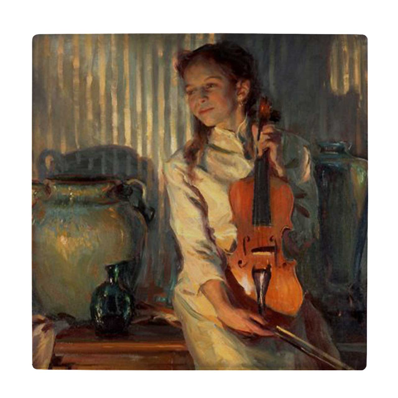 کاشی طرح نقاشی دختر ویالن نواز کد wk1766