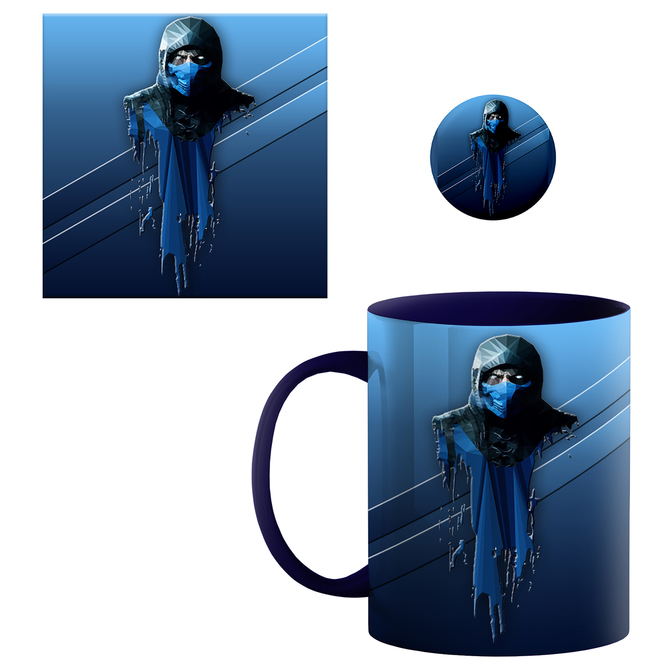 ماگ طرح مورتال کامبت کد 90 به همراه زیر لیوانی و پیکسل