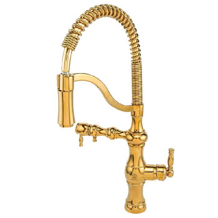 شیر دو منظوره ظرفشویی آشپزخانه قهرمان مدل آنتیک طلایی (60 ماه گارانتی)