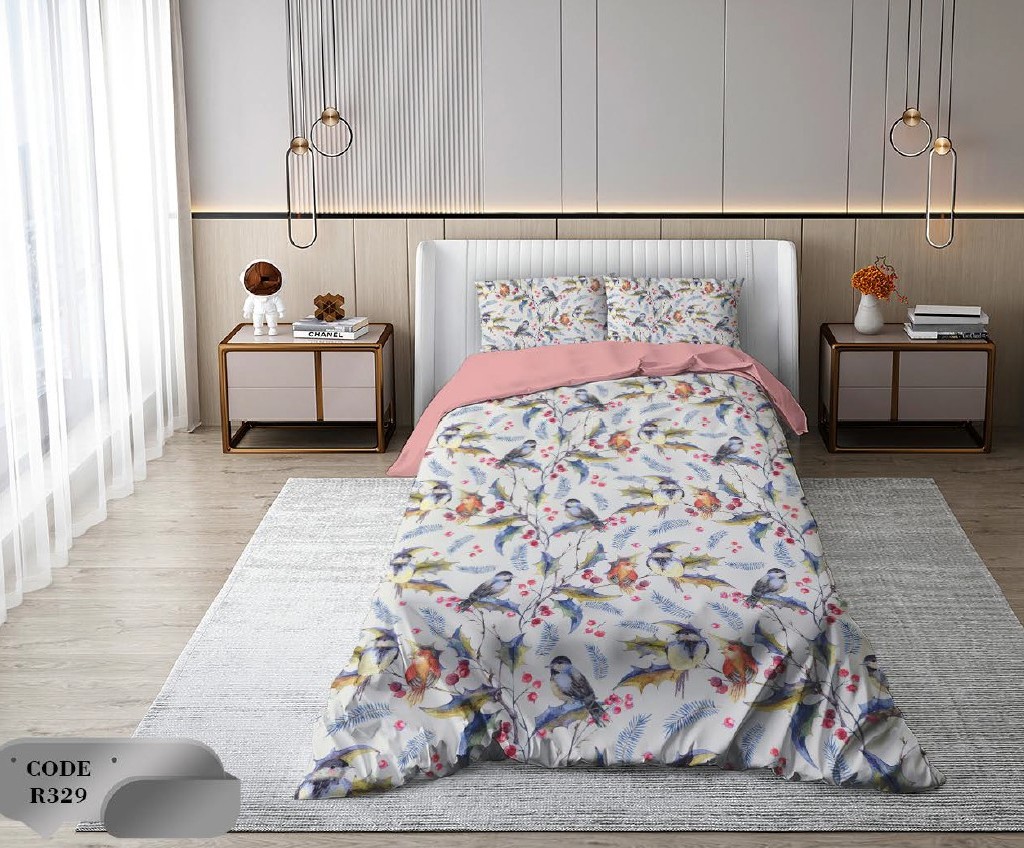 سرویس روتختی 2 نفره 6 تکه ابعاد 2.25 ×2.35 کشدار ضد حساسیت و عرق کد R329 | ست خواب و ست روتختی