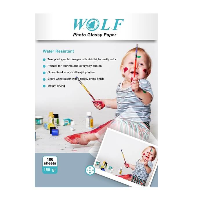 کاغذ فتو گلاسه 150 گرم ولف سایز A4