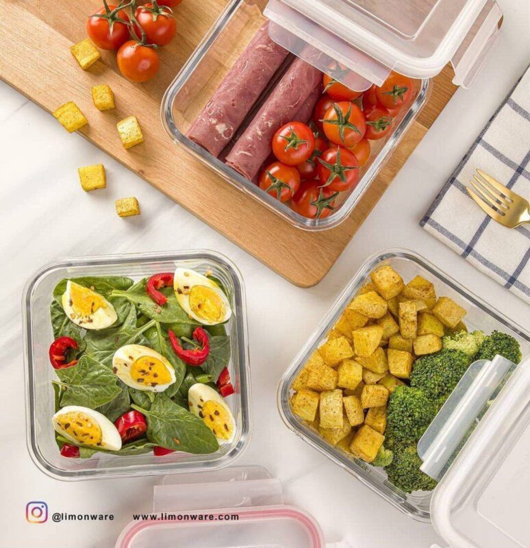 ظرف نگهدارنده سه تایی مربعی لیمون کد 2048