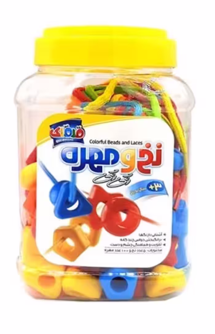فکری نخ و مهره رنگی رنگی (100تایی) - کتاب‌فروشی کوچه کتاب