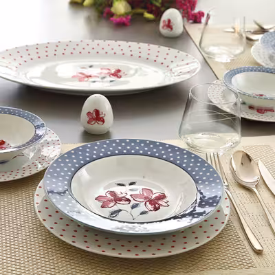 سرویس غذاخوری 28 پارچه چینی زرین ایران سری ایتالیا اف مدل والنسیا درجه یک