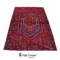 فرش دستبافت عشایری زنجان 4 متری زمینه قرمز بنفش کد 0610