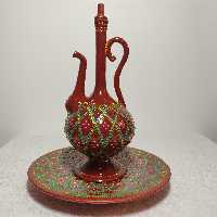 ست سفالی گلاب پاش و بشقاب سفالی 