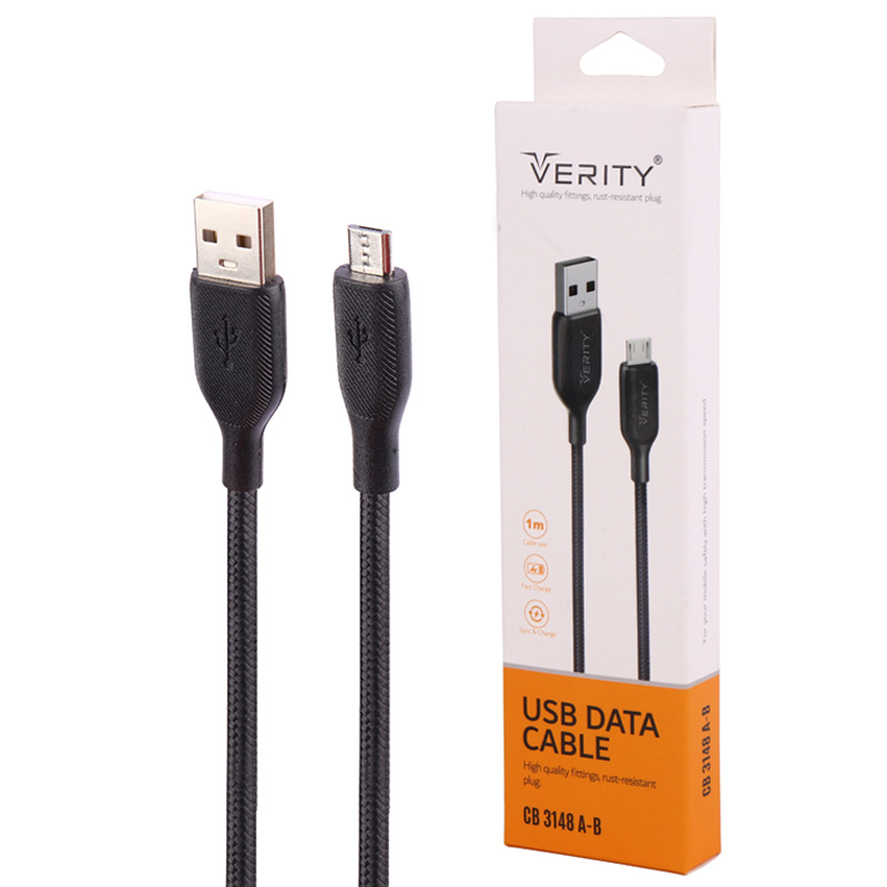 کابل میکرو یو اس بی فست شارژ Verity CB-3148A 1m